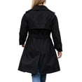 thumbnail image 3 of XUNKUSGA Women's Trench Coat Mid-Length Belted Overcoat Fashion Double-Breasted Classic Lapel Jackets for Women Solid Color Slim Fit Long Sleeve Fall Coats,Black,Size S, 3 of 9