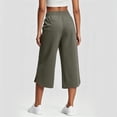 thumbnail image 4 of Barrel Pants for Women Cropped Linen Capris Petite Drawstring Wide Leg Cotton 2026 Casual Summer Boho Baggy Palazzo Pull On Trousers Green XL, 4 of 7