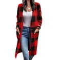 thumbnail image 2 of Up to 65 off!Chiccall Cardigan Sweaters for Women, Open Front Long Cardigan Draped Snap Buffalo Plaid Cardigan Knit Sweater Winter Coats for Women,on Clearance, 2 of 5