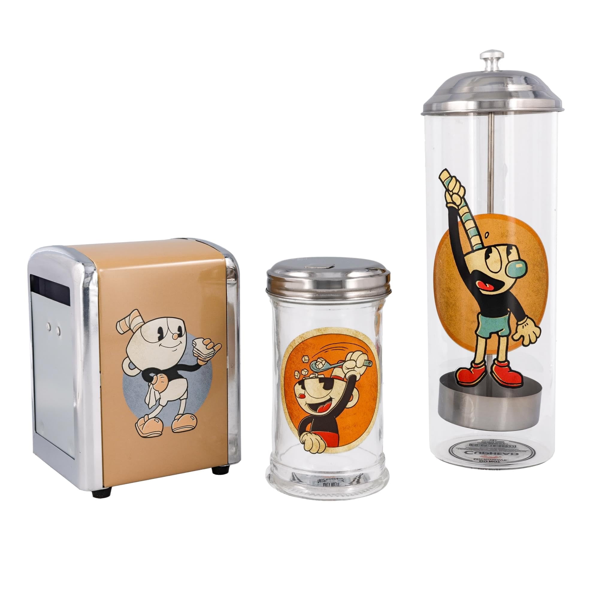 Set de comedor JUST FUNKY Cuphead Retro con dispensador de servilletas