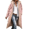 thumbnail image 2 of Dwralegc Color Fleece Jacket Women Long Sleeve Warm Winter Long Puffer Jackets Cash-mere Zip Up Plus Size Coat Fashion Heavyweight Hooded Cardigan with Pockets Light pink M, 2 of 8