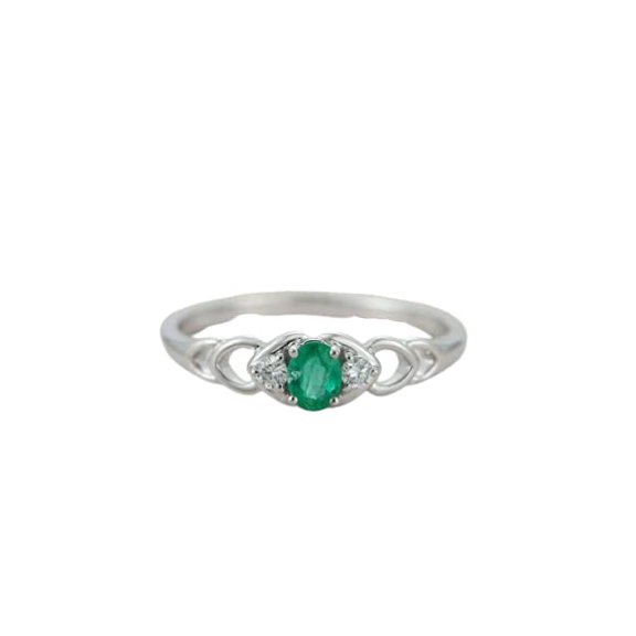 HeartsAndYou 1ct Natural Emerald Diamond Ring Split Band Statement 100% 14k SOLID White Gold