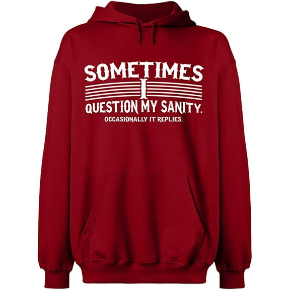 Unisex Hoodie Sweatshirt, Sometimes I Question My Sanity, Slim Fit, Long Sleeve Sweater - Antiquee Cherry Small