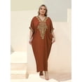 thumbnail image 6 of Edolynsa Plus Size Moroccan Kaftan Dress for Women Embroidery Caftan Tunic Maxi Beach Dresses Bathing Suit Cover up Sleepwear, 6 of 8