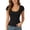 Black, variant on Women's Short Sleeve T-Shirts Low Scoop Neck Slim Fitted Ribbed Knit Casual Crop Tops Navy M