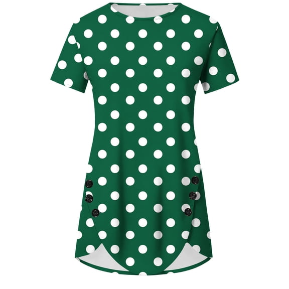 HADST Womens Polka Dots T-Shirts Summer Plus Size Casual Blouses Irregular Hem Short Sleeve Top S-XXL