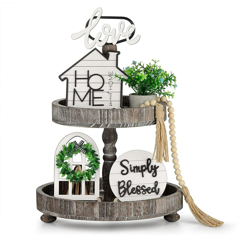 Home Decor Rustic Home Sweet Home Kitchen Decor Tiered Tray Decorative Set  Home Decor Gifts(without tray) 