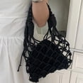 thumbnail image 4 of Bolsos de mano tejidos a mano para mujer, de diseñador, de lujo, estilo retro, con agujeros, de cuerda de crochet, de red tejida, bolsos de mano de malla para playa, pequeños, 4 of 5