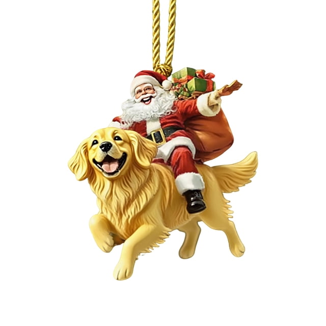 Leodye 1Pcs Santa Acrylic Pendant, Santa Claus Xmas Tree Accessories, Cartoon Christmas Ornament