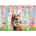 thumbnail image 3 of 8x6FT Easter Backdrop Spring Easter Photography Backdrop Colorful Wooden Board Easter Eggs Rabbit Flowers Background for Newborns Baby Showers Kids Birthday Party Supplies, 3 of 7
