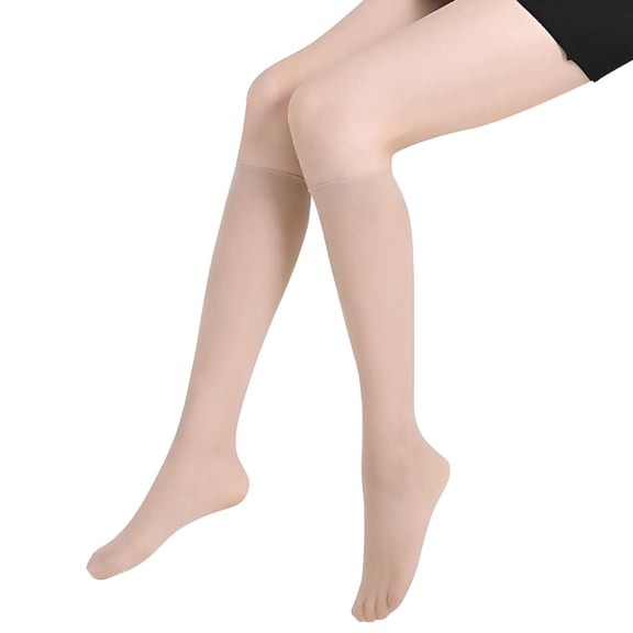 TELOLY Compression Socks for Women Mid Tube Stockings Female Anti Hook Silk Summer Ultra Thin Half Flesh Color Spring Autumn Long Half Leg Short Socks, Size 9-11 Khaki