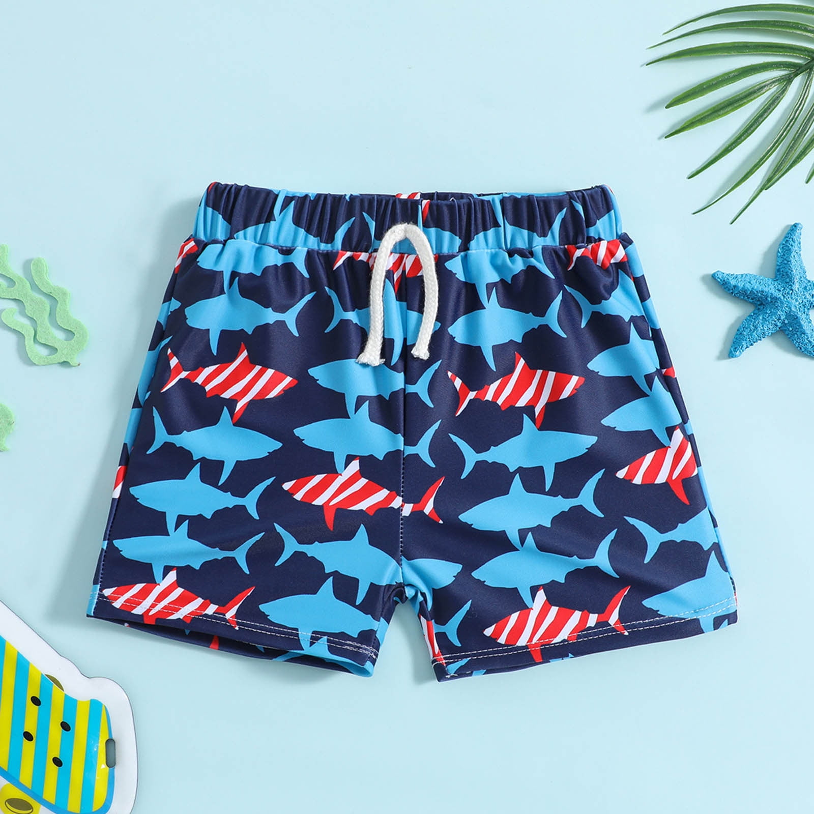 Dyfzdhu Toddler Boys Cartoon Printed Swim Trunks Kids Boys Bathing Suit Swimsuit Beach Shorts