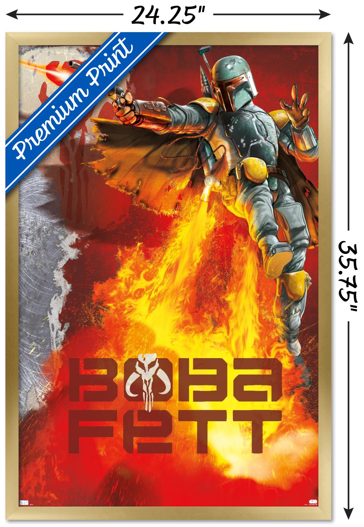 Star Wars: Saga - Boba Fett - Jet Pack Flames Wall Poster, 22.375" x 34", Framed