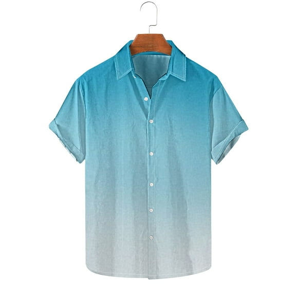 GERsome Men's Hawaiian Shirt Short Sleeve Tropical Vacation Button Down Beach Shirts Gradient Color S-5XL
