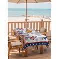 thumbnail image 2 of Outdoor Tablecloth with Umbrella Hole for Patio/Picnic/Party/Camping, Independence Day Waterproof Table Cloth Rectangle Table Cover Washable, American Flag Anniversary Star Floral (60"x 84"), 2 of 9