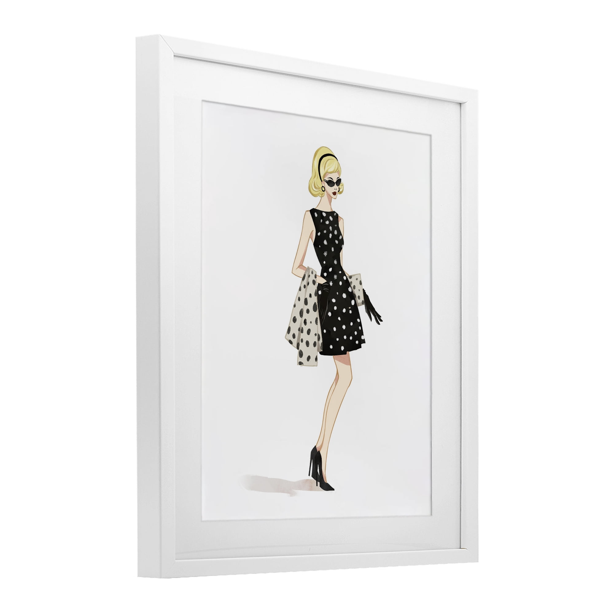 Stupell Industries Feminine Retro Fashion White Framed Print Under Glass, design by Ziwei Li