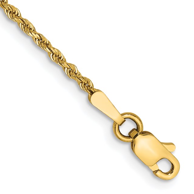 14k Yellow Gold 9 Inch 1.5mm Rope Anklet Ankle Bracelet Chain