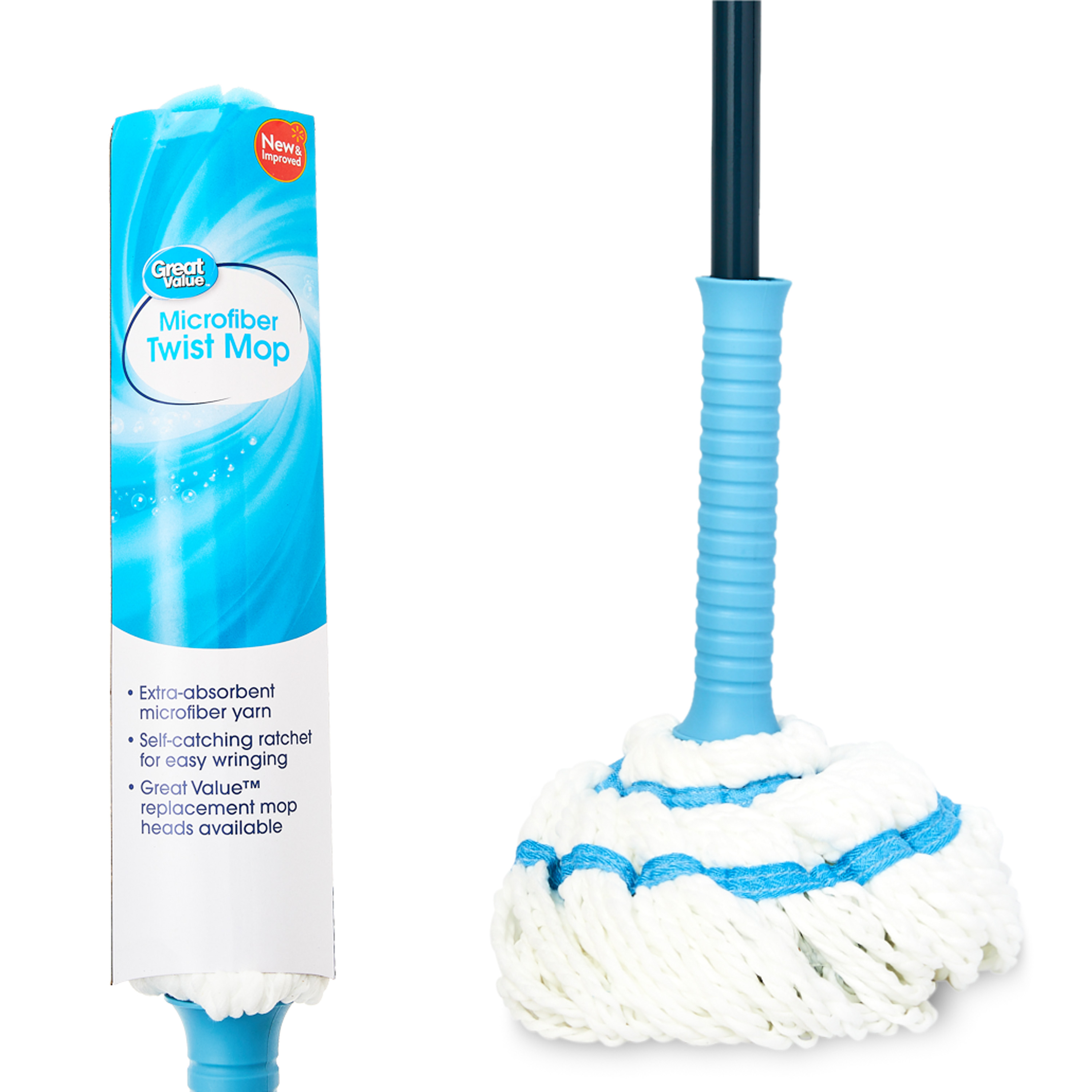 Great Value Microfiber Twist Mop with Self-Wringing Ratchet