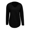thumbnail image 4 of Wyzesi Chandails en Molleton Rayés pour Femmes Col en V à Capuche Manches Longues Couleur Unie Automne Hiver Pull, 4 of 4