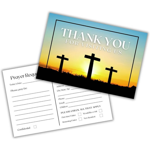 Lashicorn Church Visitor Cards to fill out Welcome Prayer Request  50 pk 4 x 6 Postcards Pack Bulk Thank You For Visiting Pew Tracts Soul Winning Old Rugged Cross