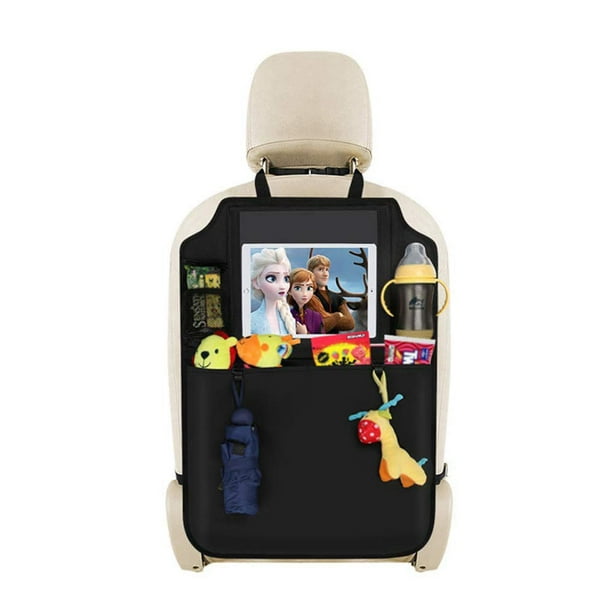 Protector de respaldo de coche con cajas de pañuelos, protector de asiento trasero impermeable para asientos de coche con soporte de pantalla táctil para tableta iPad y bolsillos múltiples (1 paquete) Fason LKX-1466