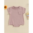 thumbnail image 2 of Wassery Baby Boys Summer Jumpsuit 3M 6M 12M 18M 24M Infant Boys Casual Playsuit Solid Color Loose Short Sleeve Romper with Breast Pocket for Newborn, 2 of 8