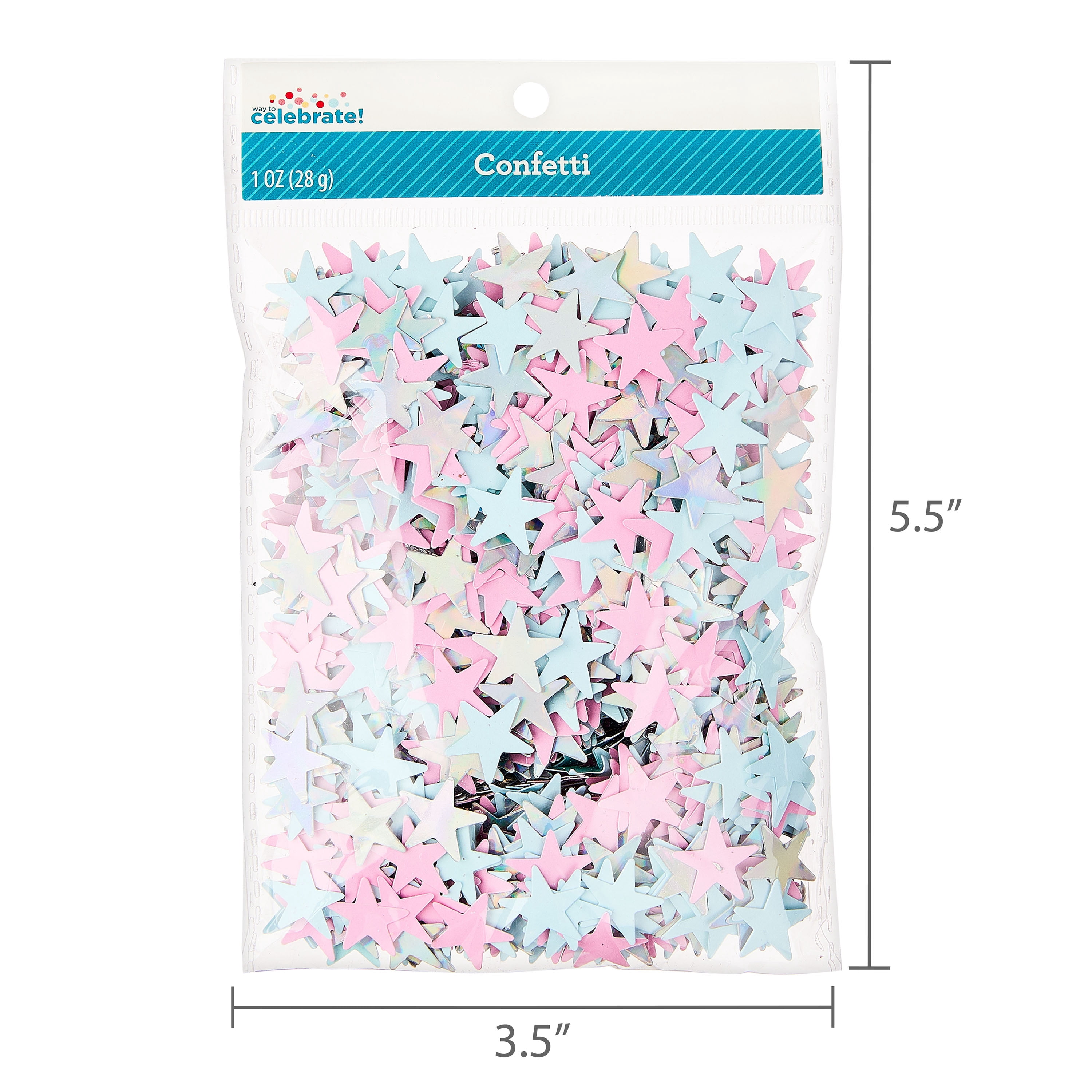 Pink/Blue/Silver Star Confetti, 1 oz, by Way To Celebrate