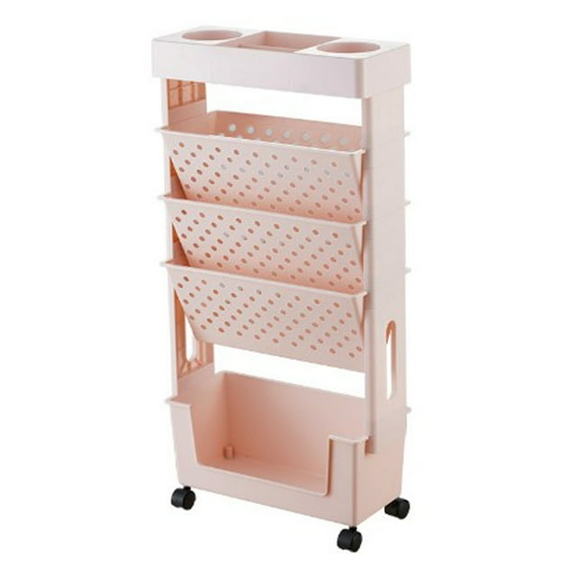 Bibliothèque Mobile en Plastique Amovible Rotative à Capacité Multicouche avec Roue, Format Compact pour Étude Bureau Salle de Conférence