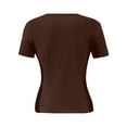 thumbnail image 5 of Women's Square Neck Tops Short Sleeve Crop Tops Workout Summer Clothes Casual Slim Fit T-Shirts, 5 of 5