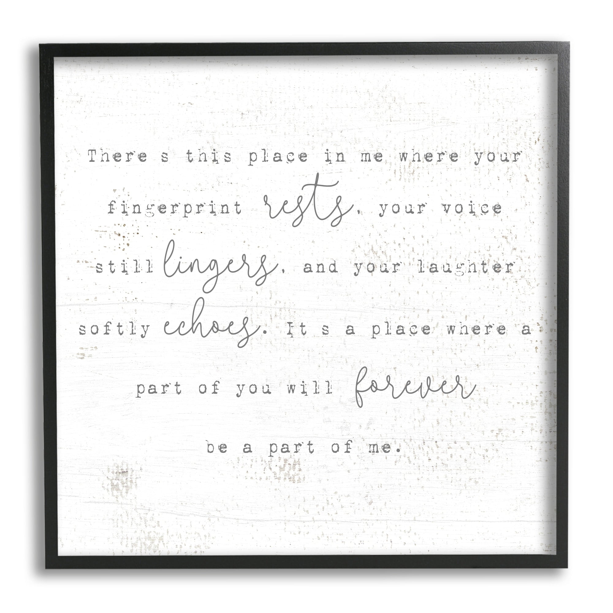 Stupell Industries Where Your Fingerprint Rests Motivational Romantic Phrase Graphic Art Gray Framed Art Print Wall Art, 17x17, by Daphne Polselli