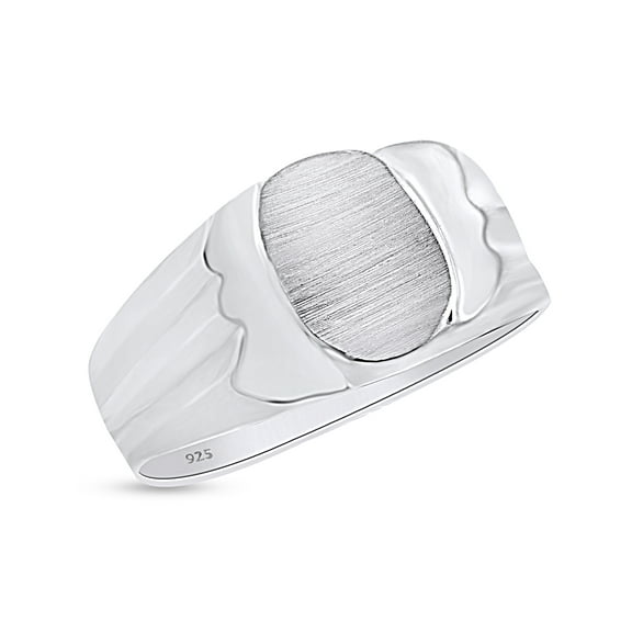AFFY Men's Superior 14k White Gold Over 925 Sterling Silver Signet Ring, Ring Size-7