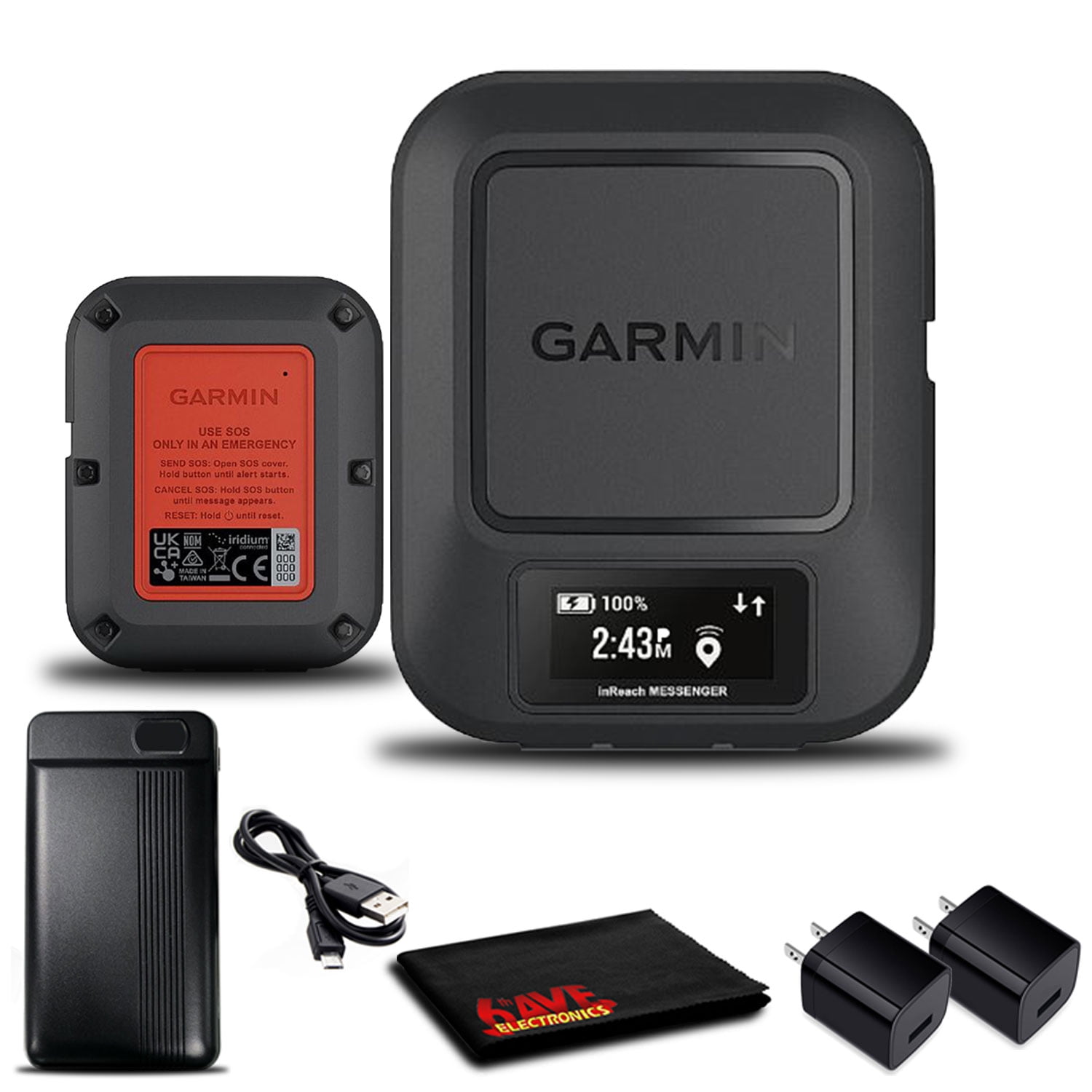 Flitsend geest argument Garmin inReach Messenger GPS with Battery Charger and Two USB Wall Adapters  - Walmart.com