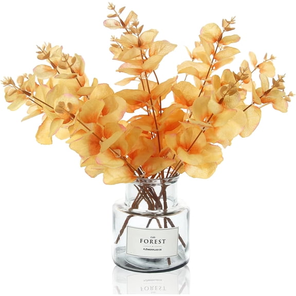 6/10 Pcs Artificial Eucalyptus Branches Stem Red Gold Faux Eucalyptuses Stems Fall Centerpiece Christmas Home Decor