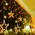 thumbnail image 1 of 138 Leds 12 Star Curtain Lights, 2M Connectable Christmas Curtain Lights with 8 Flashing Modes, Led Curtain Fairy Lights for Indoors, Outdoors, Walls, Windows, Christmas Decorations, 1 of 16