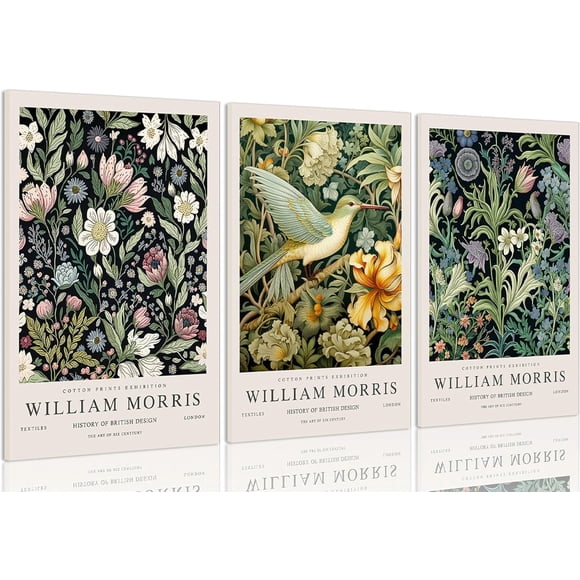 Myhong.1 William Morris Wall Art Set of 3 Vintage Botanical Birds Posters Print Wall Decor Suitable for Living Room Dining Room Bedroom Office Decor 8"*12" unframe