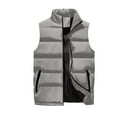 thumbnail image 2 of Hearthz Mens Puffer Vests Flannel Sleeveless Stand Collar Jackets Men Full Zipper Winter Warm Mens Vests Outerwear with Pocket, 2 of 4