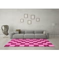 thumbnail image 3 of Ahgly Company Indoor Square Checkered Pink Modern Area Rugs, 3' Square, 3 of 4