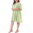 thumbnail image 4 of Agnes Orinda Women's Plus Size Ruffle Sleeve Lace Insert Tassel Bohemian Midi Dress 1X Light Green, 4 of 6