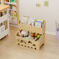 thumbnail image 2 of HAIDAIYA Wood Kids Bookshelf, Montessori Book Shelves 2-Tier, Suitable Kids Rooms, Nursery & Playroom, Kid Bookshelfs and Toy Storage, Toddler Book Rack, Nursery Wood Organizer, 2 of 7