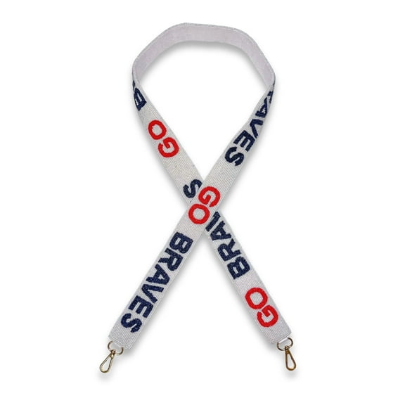 Lashicorn Atlanta Beaded Purse Strap Blue and Red Baseball Game Day Clear Handbag Replacement Strap Stadium Fan Gear 49 Gold Hardware Clips for Sports Fans Go