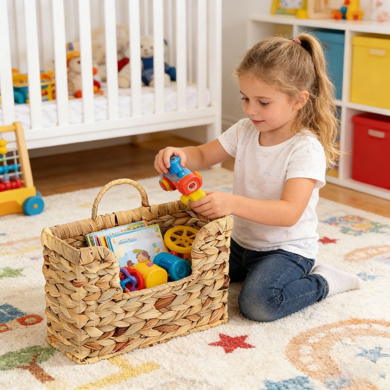 Woven Hanging Magazine Holder, Water Hyacinth Magazine Basket