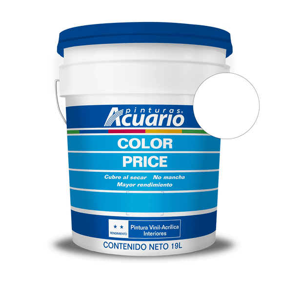 Pintura Vinil Acrílica Interiores Pinturas Acuario Nueva Formula Mejorada 4 Años 19 Litros Blanco Mate
