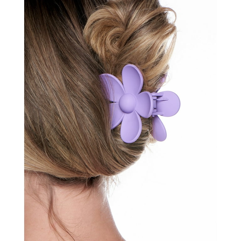 Gimme Beauty Daisy Flower Claw Clip for Medium Hair, Purple Cream