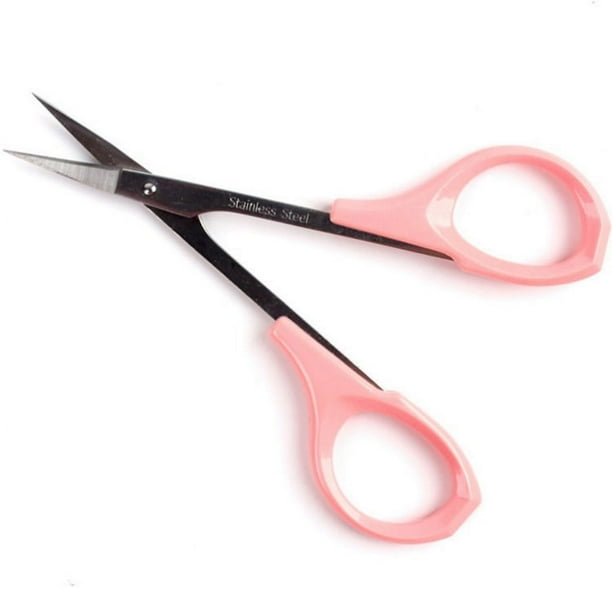 Dinheiro Tijeras Artesanales Curvas de 4" Kit de Cejas Unisex de Acero Inoxidable Tijeras para Cejas, Pinzas Inclinadas y Cepillo para Cejas para Extensiones de Pestañas, Tijeras Cimitarra