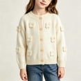 thumbnail image 6 of Busydd Girls Knit Cardigan Sweater 0-6 Years Trendy Comfy Button Down Round Neck Cardigans Casual Long Sleeve Open Front Outerwear 2-3 Years, 6 of 9