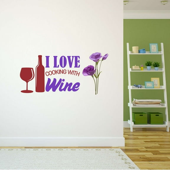 Cooking With Wine Champagne Bubbly Mousseux Bloom Blossem Trees Flowers Rose Fancy Food Wine Baking Donuts Pancakes Holiday Gift Decorating Ideas Bedroom Wall Decal Sticker - Size: 30 In X 15 In