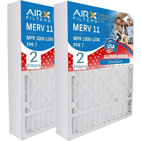 AIRX FILTERS WICKED CLEAN AIR. 20x20x4 Air Filter MERV 11 Compatible with TopTech TT-FM-2020 Furnace Filter 2 Pack