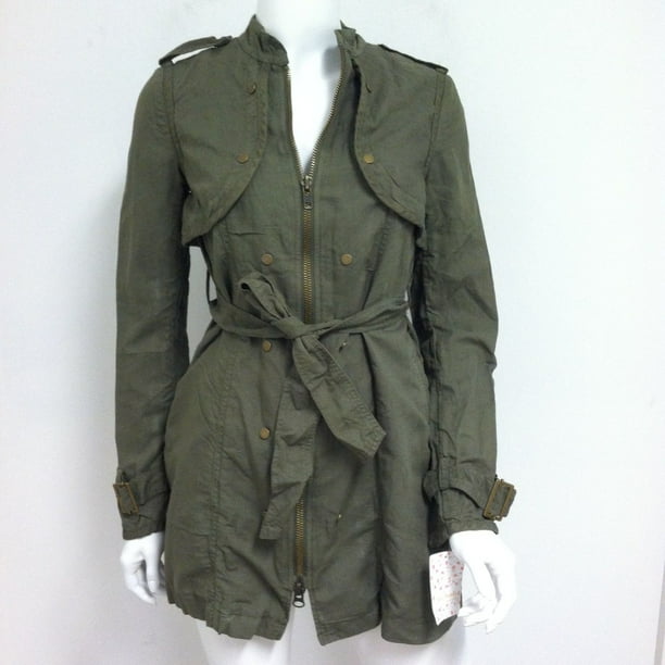 Free People Free People Women's Army Green Trench Coat With Belt