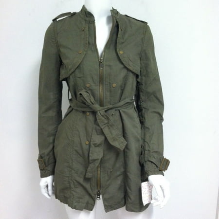 Free People Women's Army Green Trench Coat With