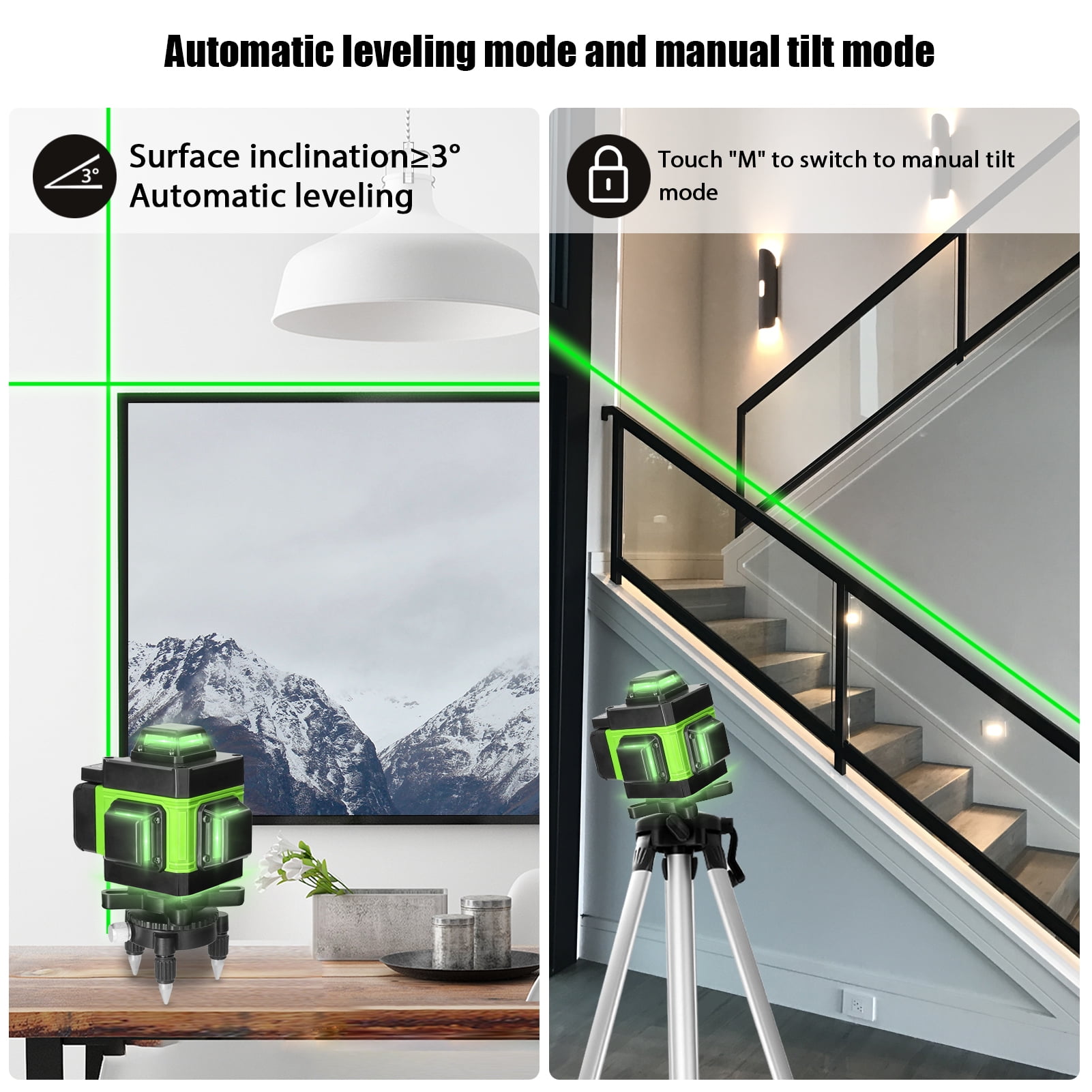 WMWZM 16-Line Green Laser Level with Remote, 4x360 °   Self-Leveling Tool for Construction, Tiling, Ceiling, Indoor/Outdoor Use